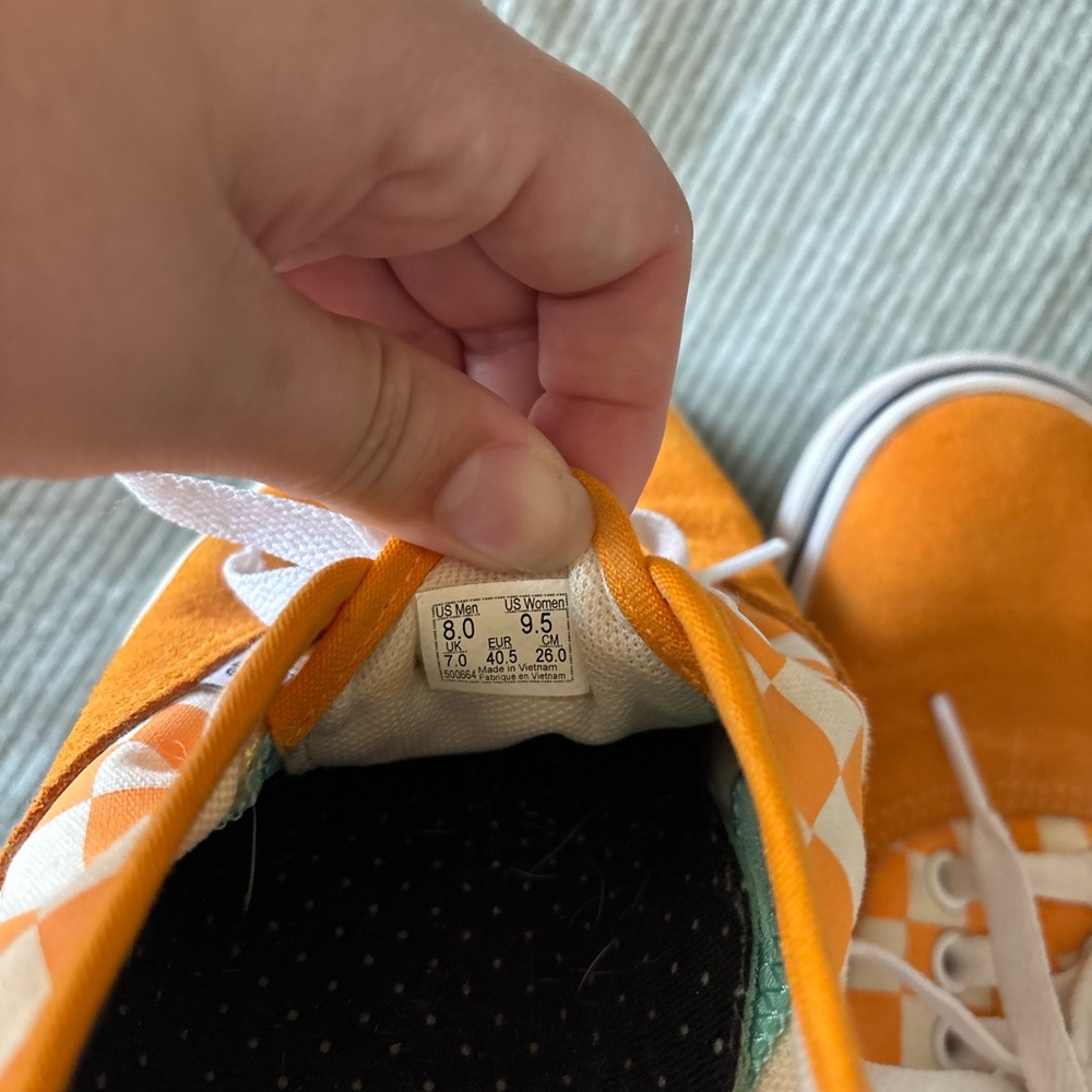 Vans Orange and White Checkered Sneakers - Picture 4 of 4